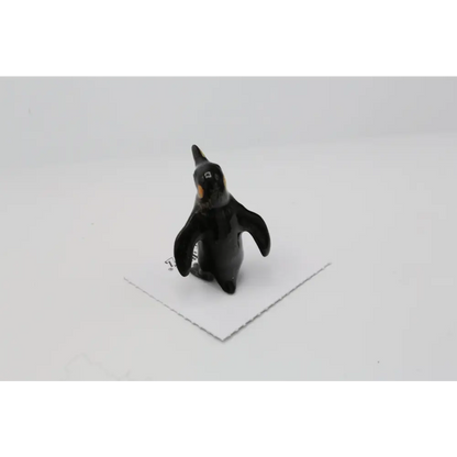 Little Critterz Stanley King Penguin Porcelain Miniature black penguin figurine yellow beak