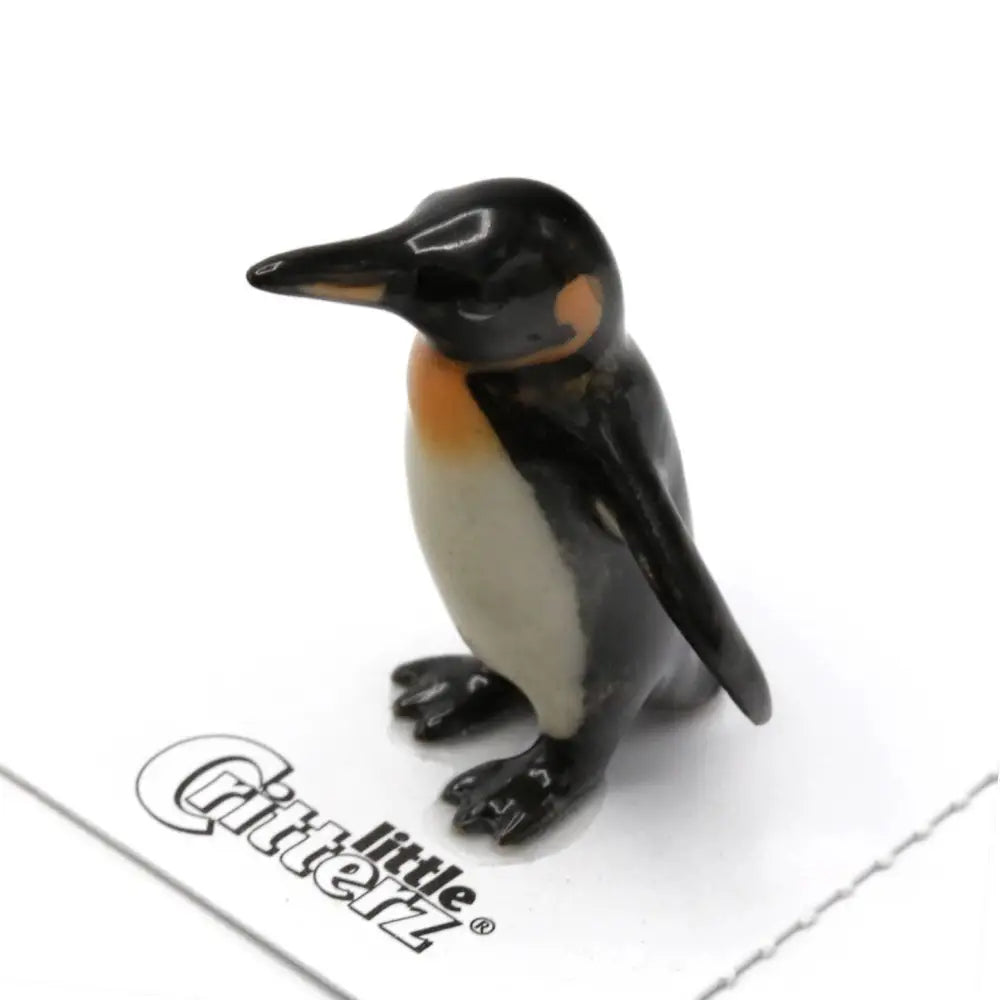 Little Critterz Stanley King Penguin Porcelain Miniature black white orange penguin figurine