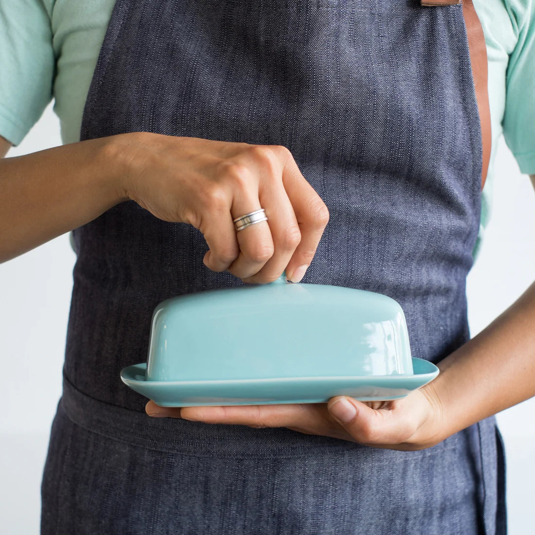 Eggshell Blue Rectangular Butter Dish