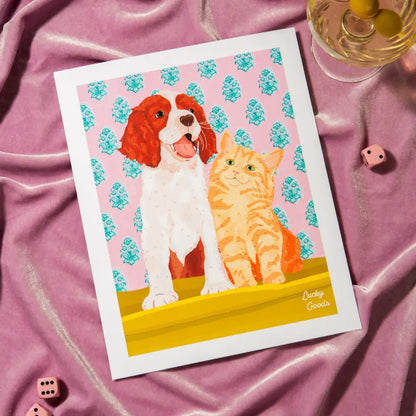 Lucky Goods Paper - Cat & Dog Best Buds Portrait Print 8’’ x 10’’