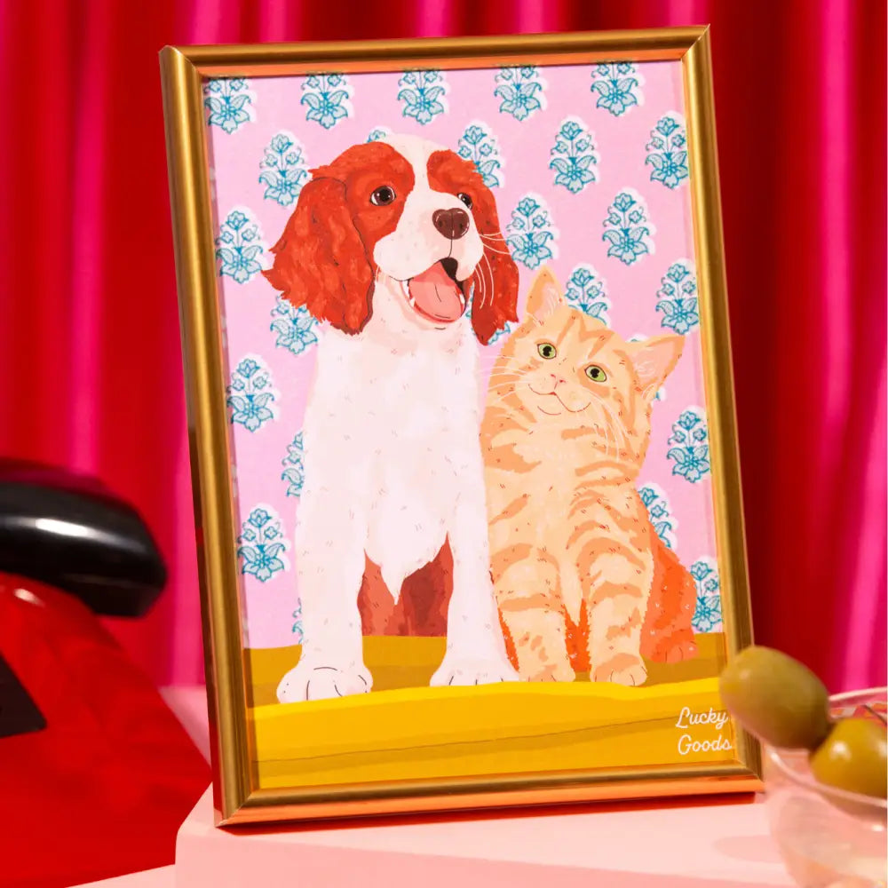 Lucky Goods Paper - Cat & Dog Best Buds Portrait Print 8’’ x 10’’