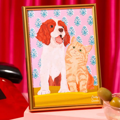 Lucky Goods Paper - Cat & Dog Best Buds Portrait Print 8’’ x 10’’