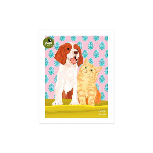Lucky Goods Paper - Cat & Dog Best Buds Portrait Print 8’’ x 10’’