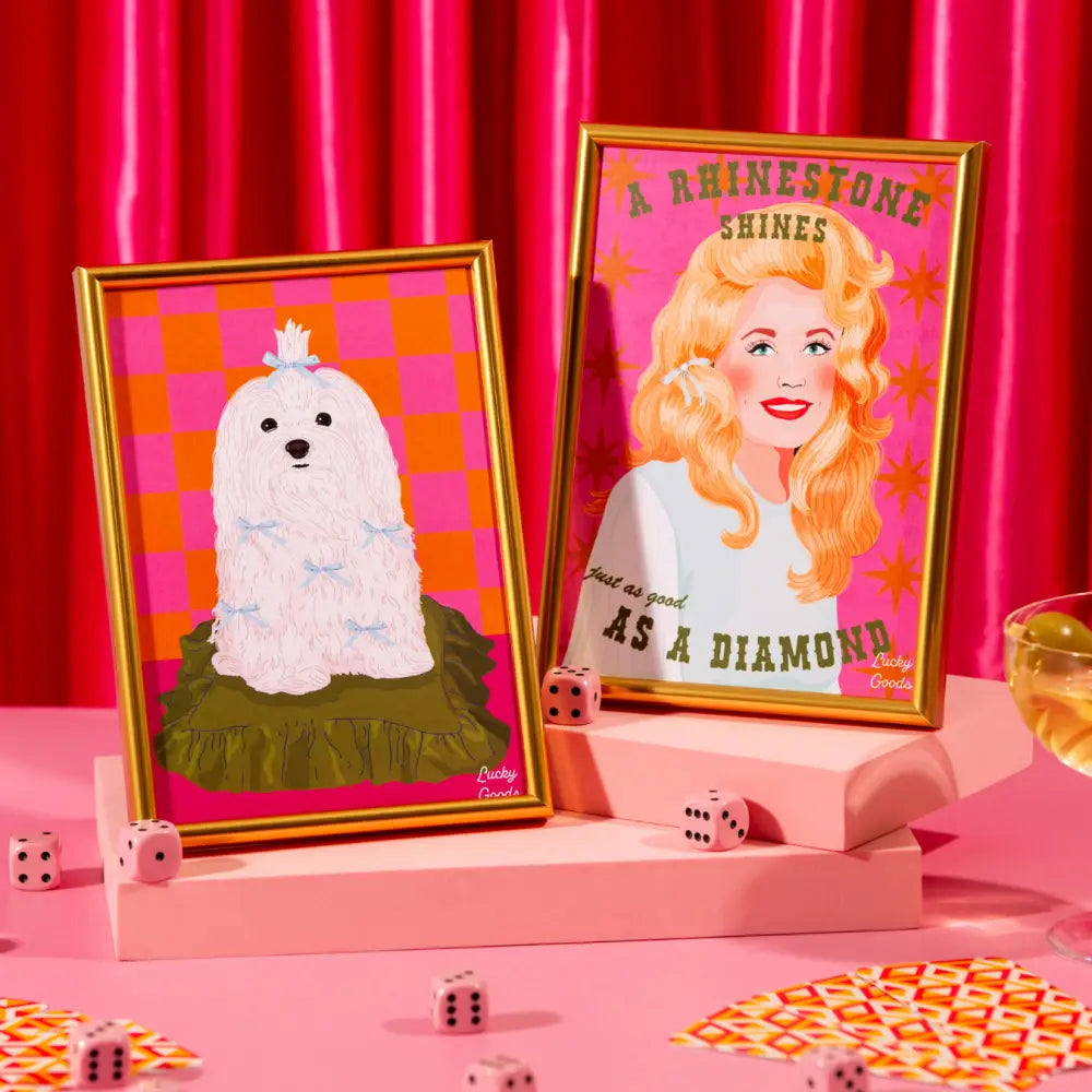 Lucky Goods Paper - Dog with Bows on a Silk Pillow Portrait Print 8’’ x 10’’