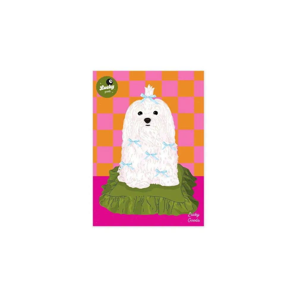 Lucky Goods Paper - Dog with Bows on a Silk Pillow Portrait Print 8’’ x 10’’