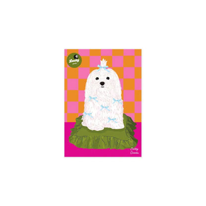 Lucky Goods Paper - Dog with Bows on a Silk Pillow Portrait Print 8’’ x 10’’