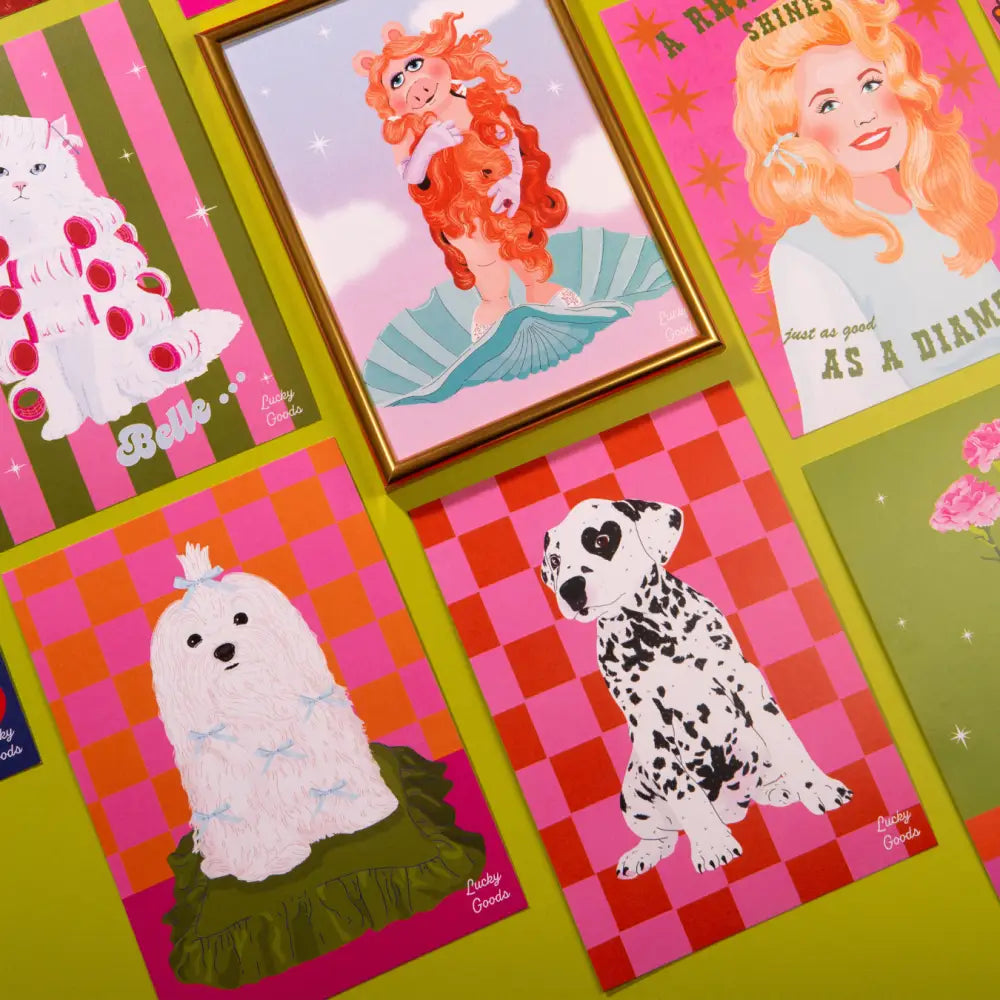 Lucky Goods Paper - Dog with Bows on a Silk Pillow Portrait Print 8’’ x 10’’