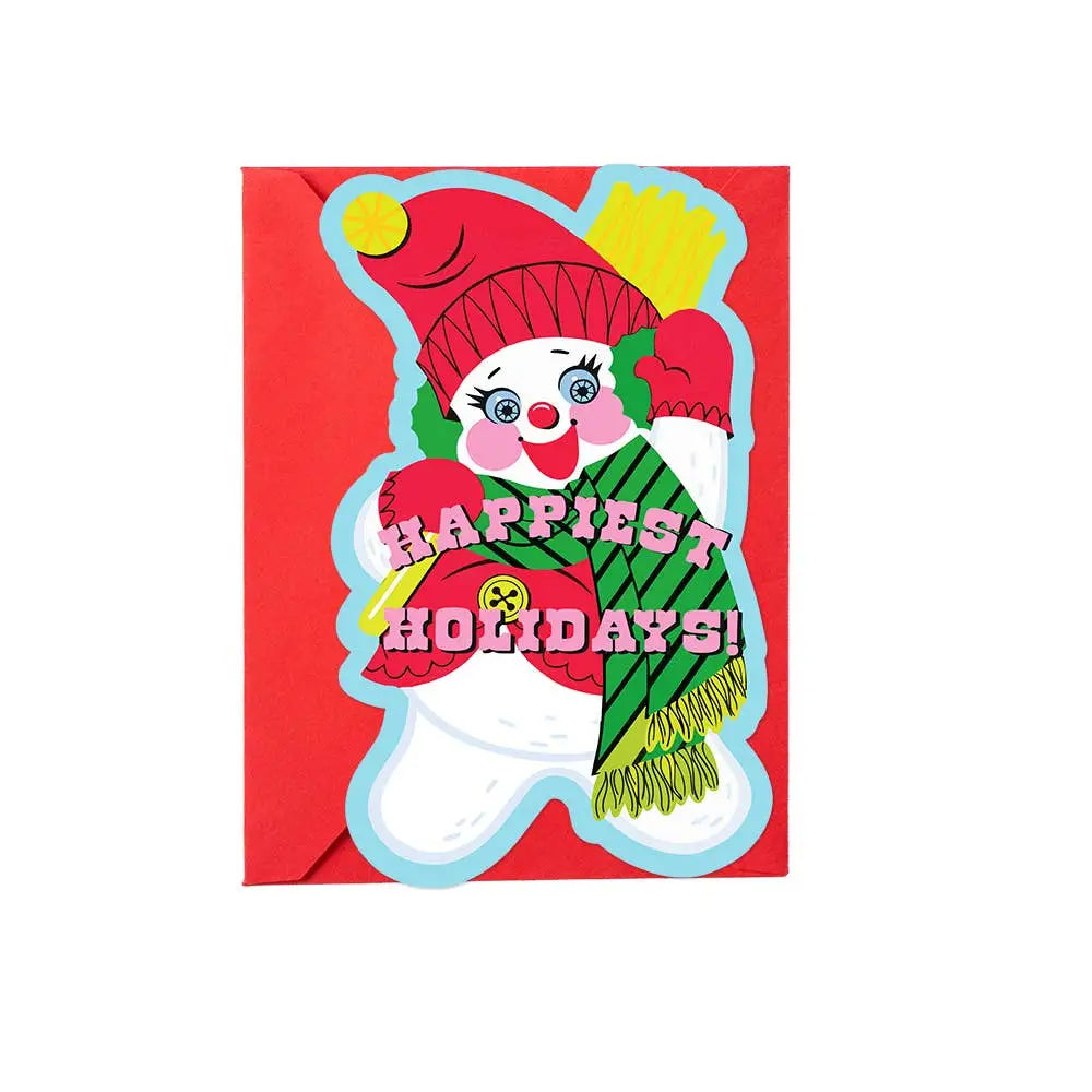 Lucky Goods Paper - Happiest Holidays Snowman Die-Cut Christmas Card
