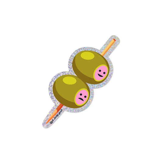 Lucky Goods Paper - Happy/Sad Olives Glitter Sticker