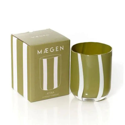 Atina Glassware - Olive + White