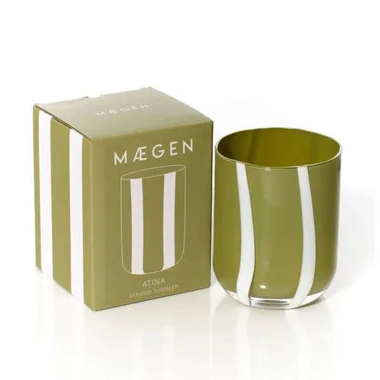 Atina Glassware - Olive + White