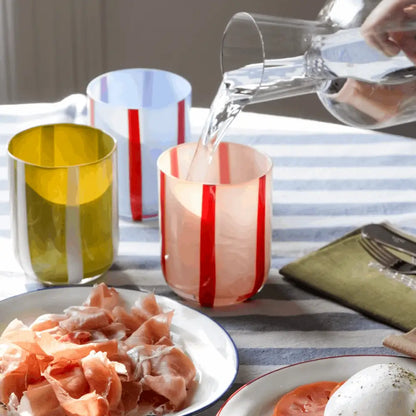 Atina Glassware Pink + Red