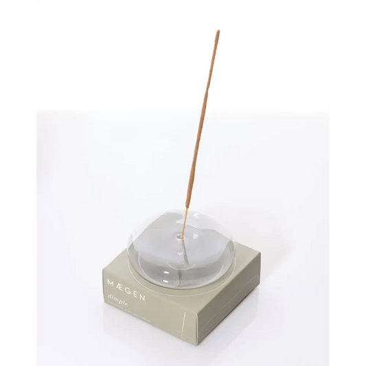 Dimple Hand Blown Glass Incense Holder - Grey