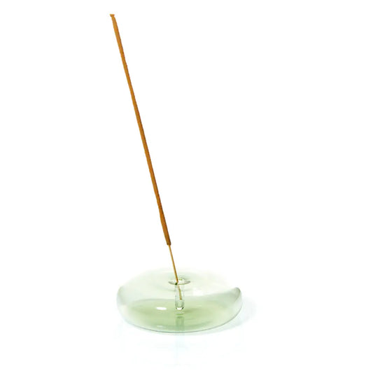 Dimple Hand Blown Glass Incense Holder - Green