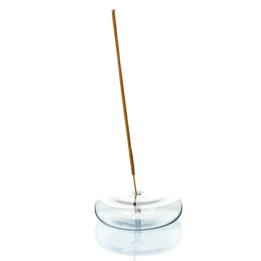 Dimple Hand Blown Glass Incense Holder - Grey