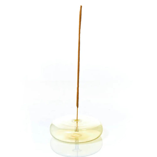 Dimple Hand Blown Glass Incense Holder - Yellow