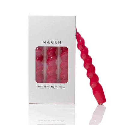 MÆGEN - Spiral Taper Candles - 3 Pack - Magenta