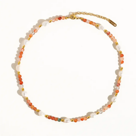 18K Rose Pearl and Bead Necklace - PABOOM