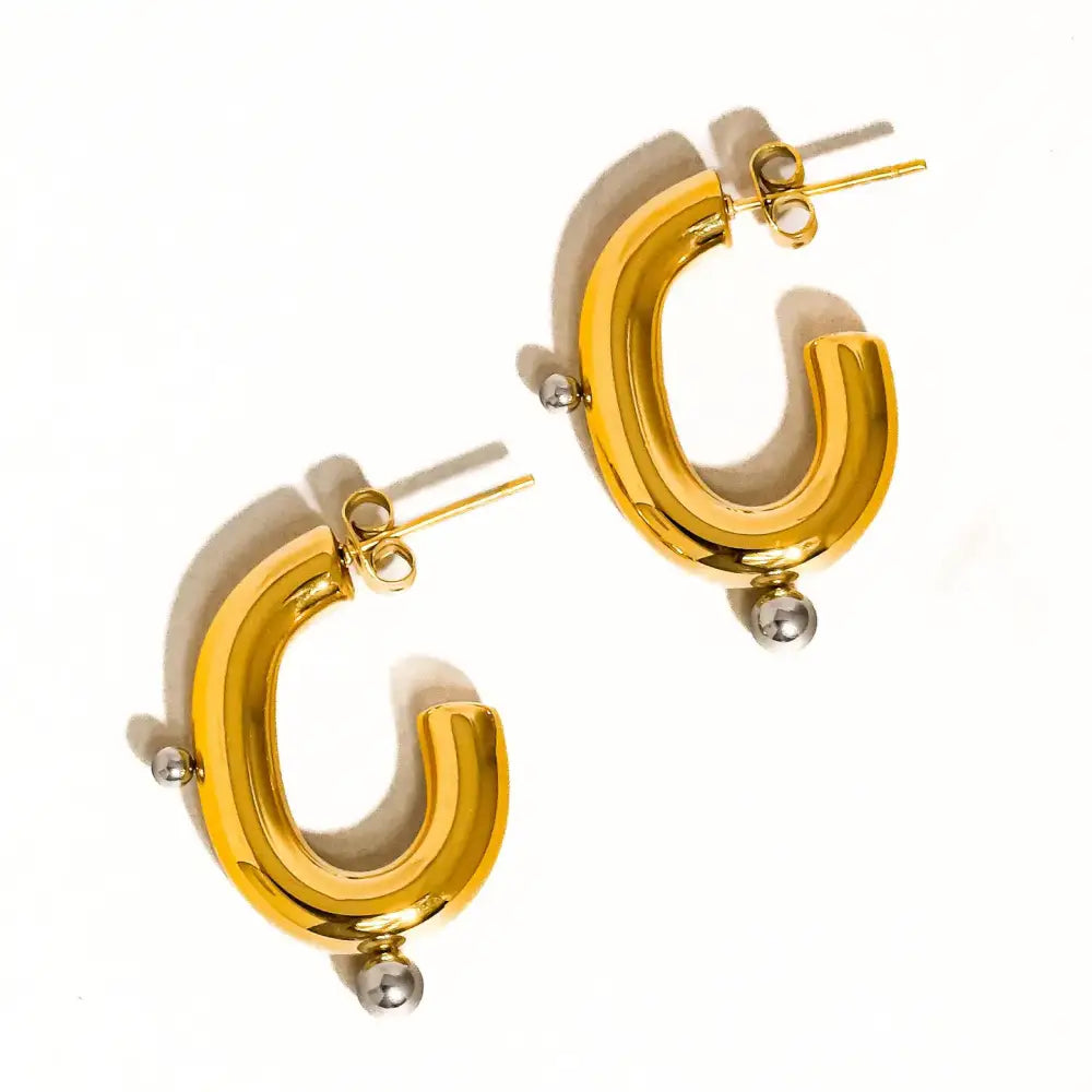 Alsace  2 Tone C Hoop Earrings - PABOOM