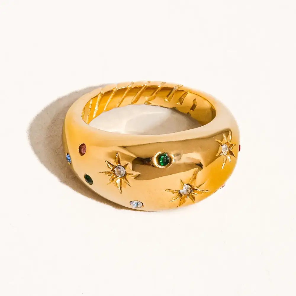 Angela Gold Star Dome Ring - PABOOM