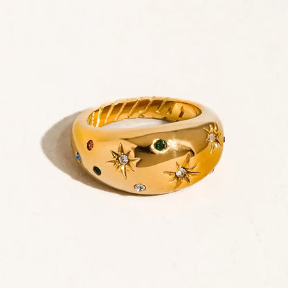 Angela Gold Star Dome Ring - PABOOM
