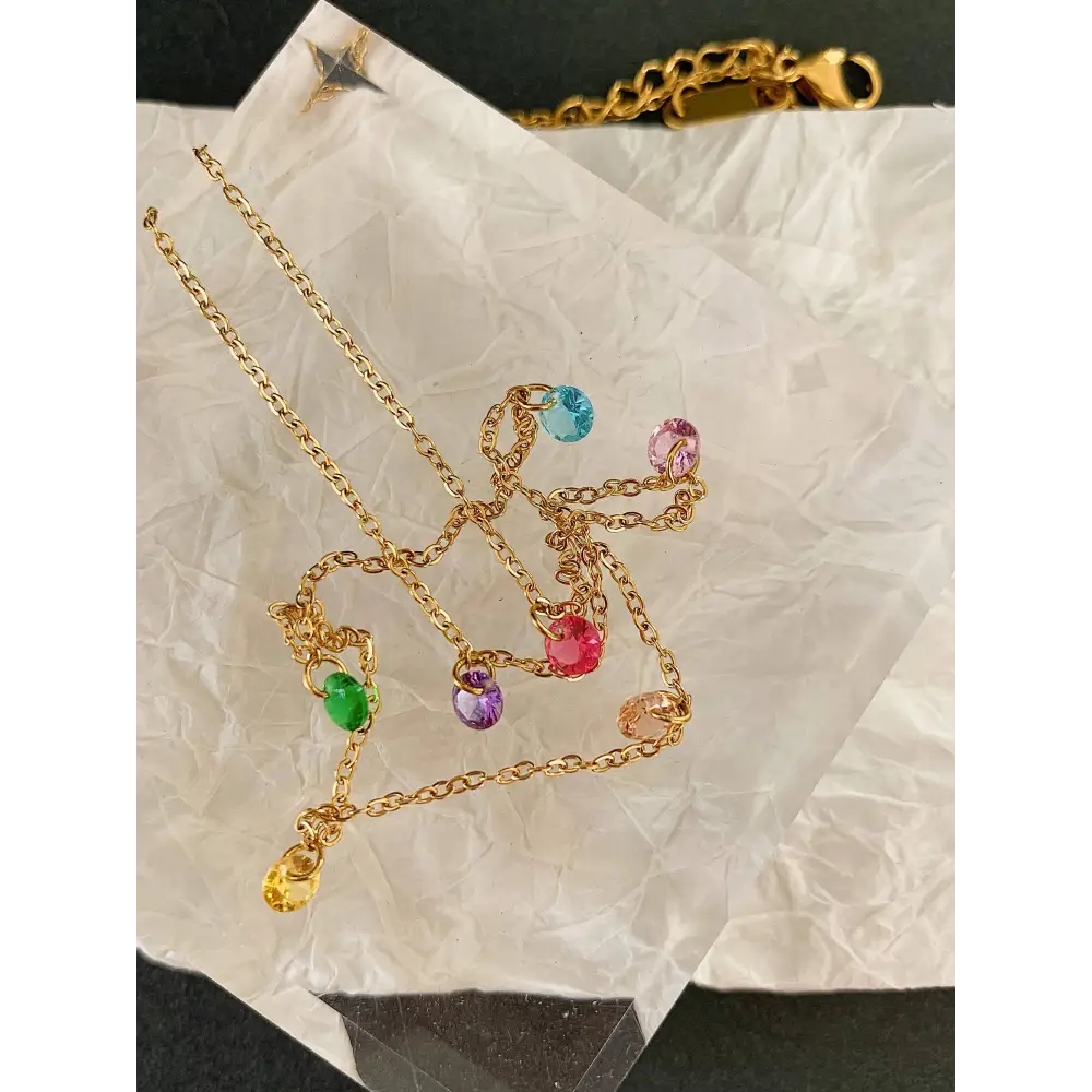 Maiq Accessories - Ariana Petite CZ Chain Necklace Multi-Coloured