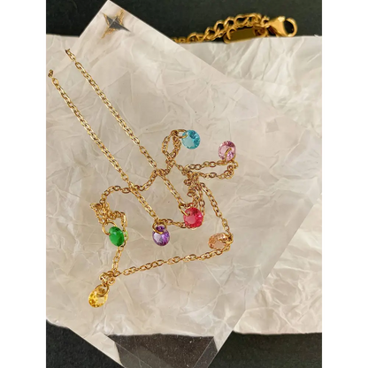 Maiq Accessories - Ariana Petite CZ Chain Necklace Multi-Coloured