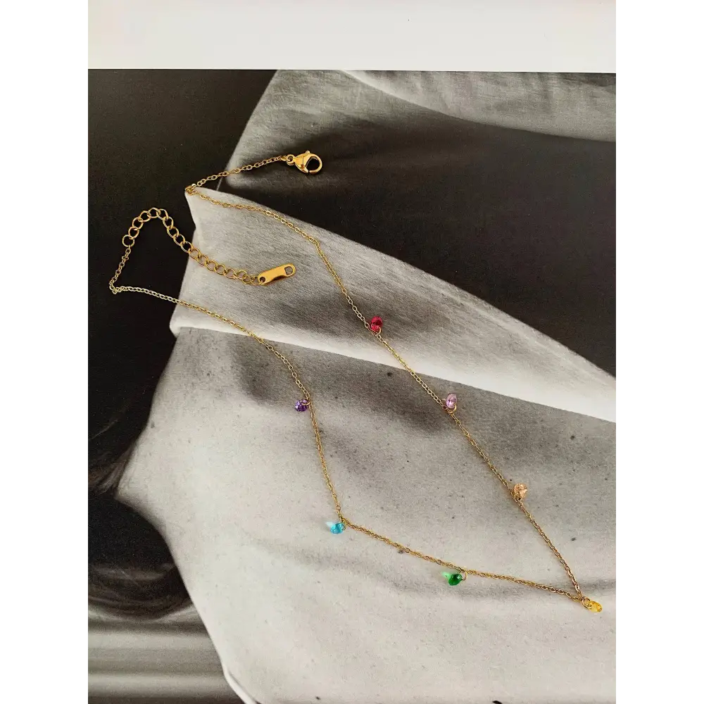 Maiq Accessories - Ariana Petite CZ Chain Necklace Multi-Coloured