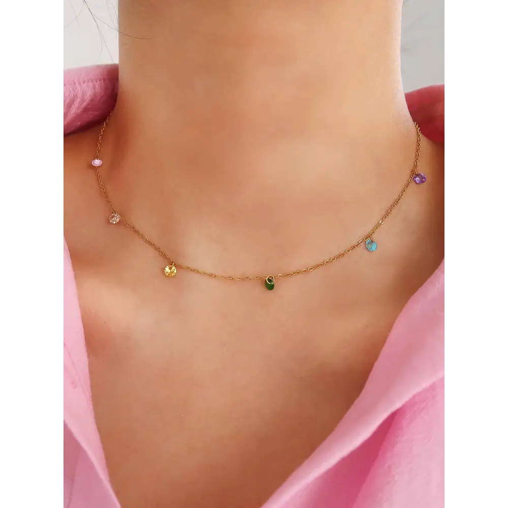 Maiq Accessories - Ariana Petite CZ Chain Necklace Multi-Coloured