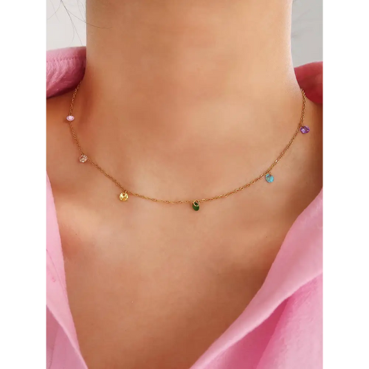 Maiq Accessories - Ariana Petite CZ Chain Necklace Multi-Coloured
