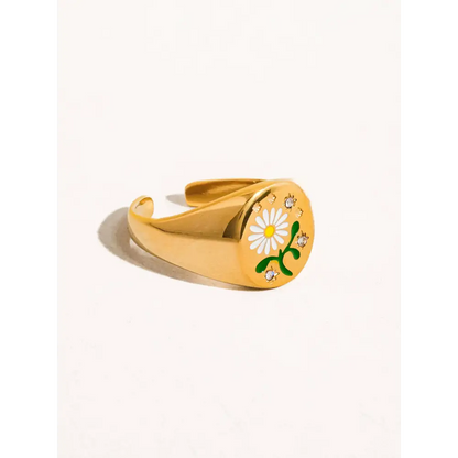 Maiq Accessories - Beila Daisy Adjustable Ring Yellow Gold