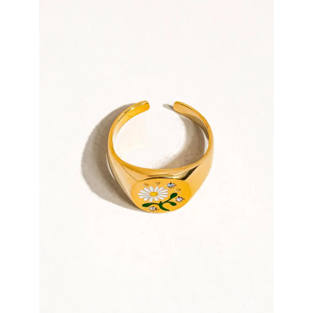 Maiq Accessories - Beila Daisy Adjustable Ring Yellow Gold