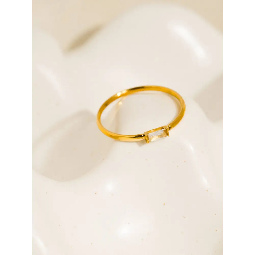 Maiq Accessories - Côme Minimalist Thin CZ Ring Band Yellow Gold / 8