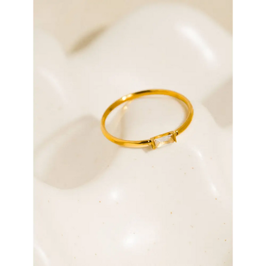 Maiq Accessories - Côme Minimalist Thin CZ Ring Band Yellow Gold / 8