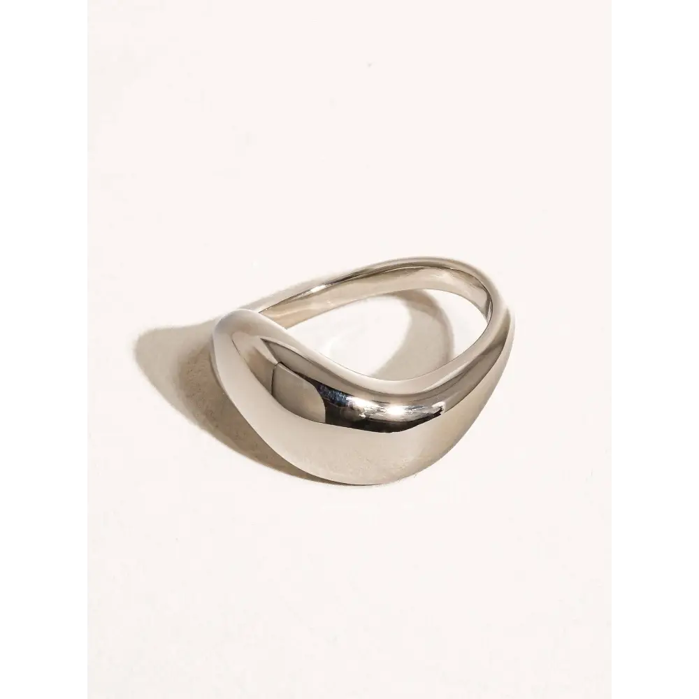 Erin 18K Non-Tarnish Classic Wavy Band - Silver