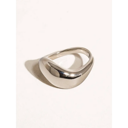 Erin 18K Non-Tarnish Classic Wavy Band - Silver