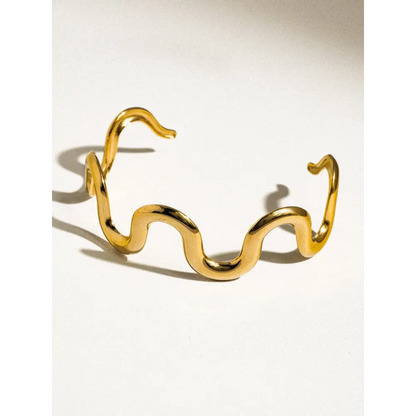 Félix 18K Gold Non-Tarnish Wavy Bold Statement Bracelet - PABOOM