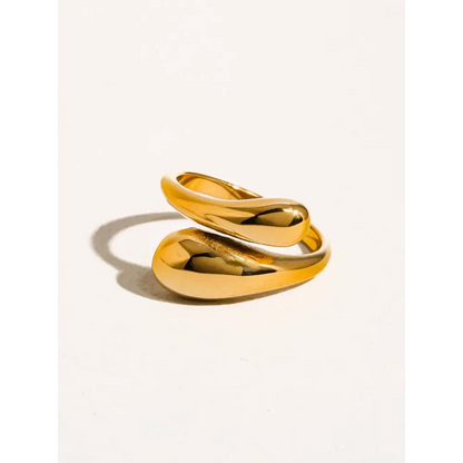 Gabrielle 18K Gold Non-Tarnish Open Twist Ring - PABOOM