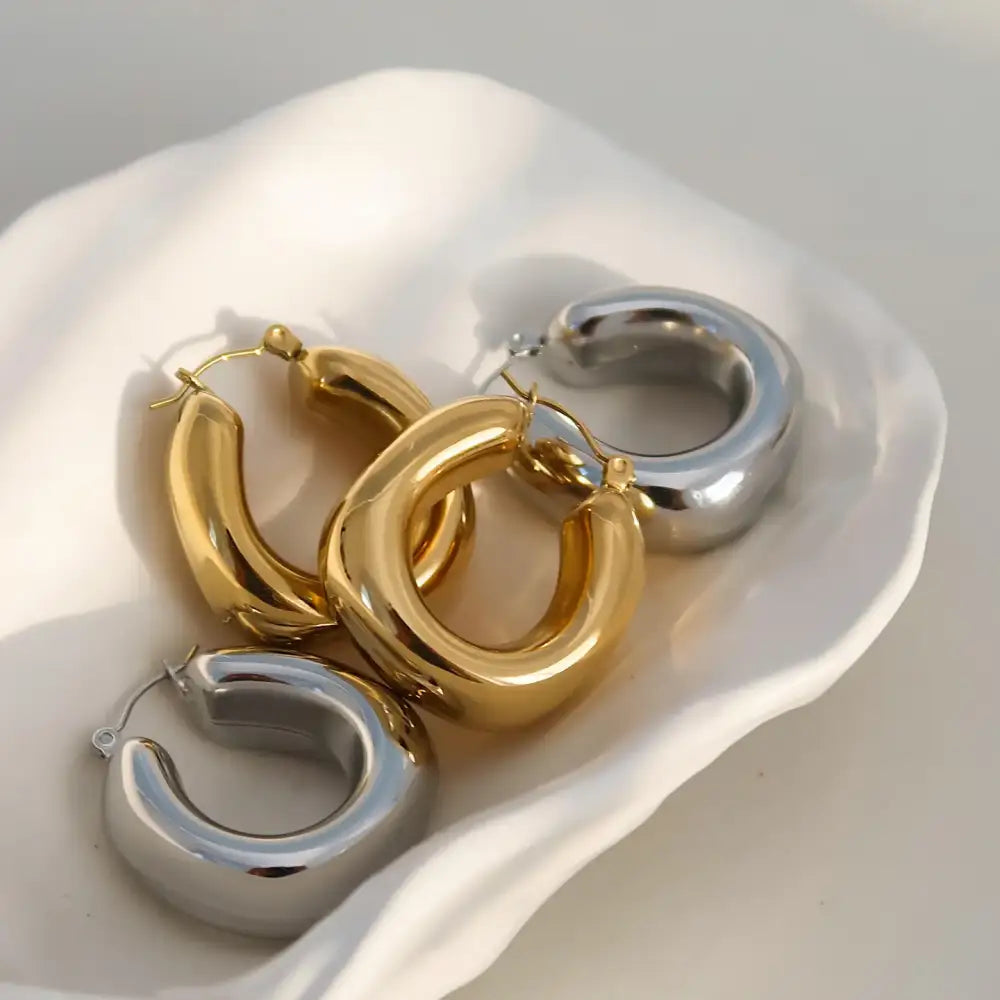 Hunter Gold Classic C Hoop Earrings - PABOOM