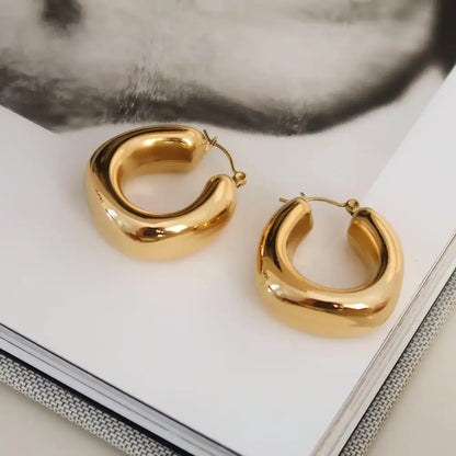 Hunter Gold Classic C Hoop Earrings - PABOOM