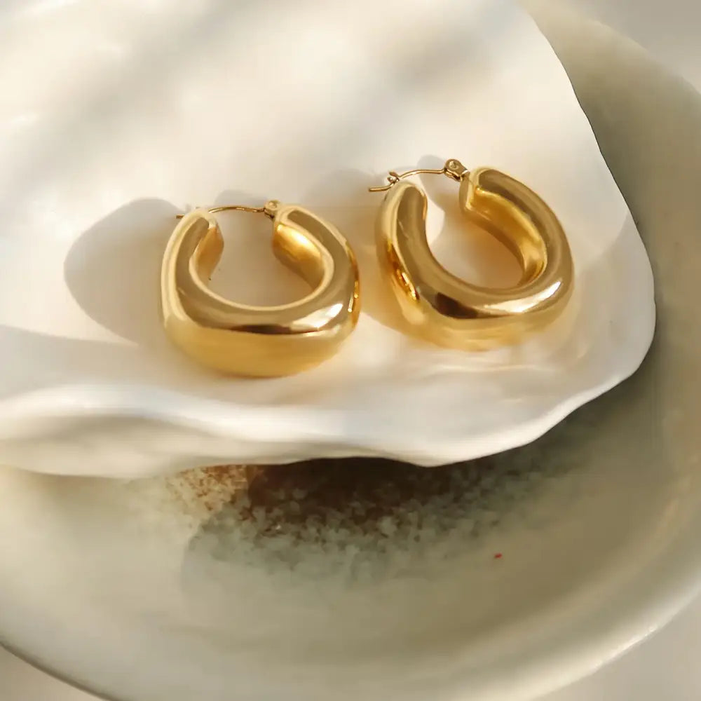 Hunter Gold Classic C Hoop Earrings - PABOOM