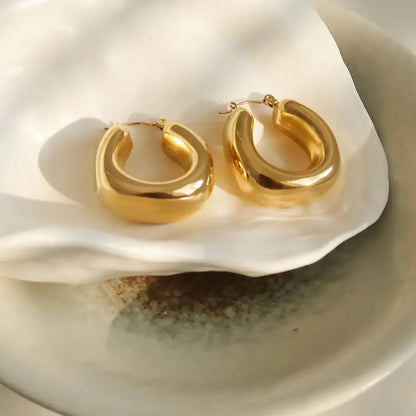 Hunter Gold Classic C Hoop Earrings - PABOOM