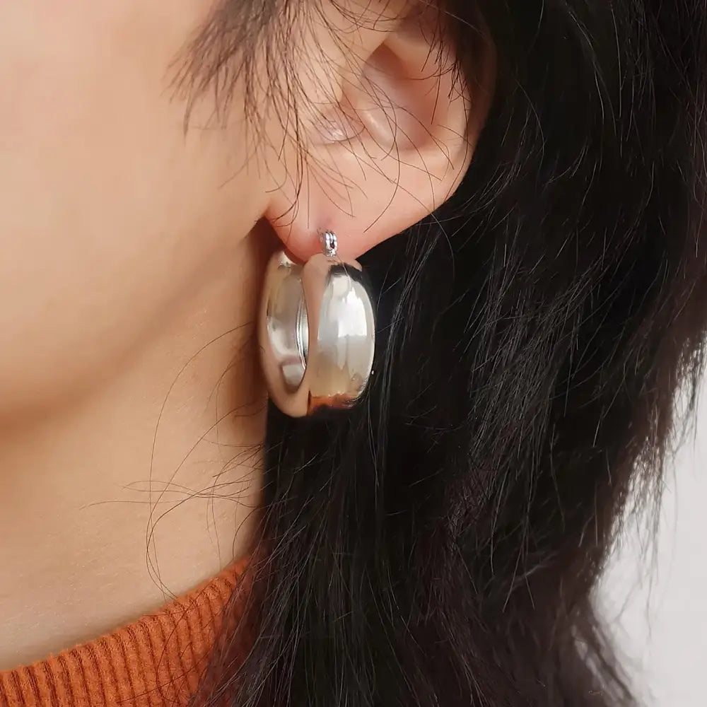 Hunter Silver Classic U Hoop Earrings - PABOOM