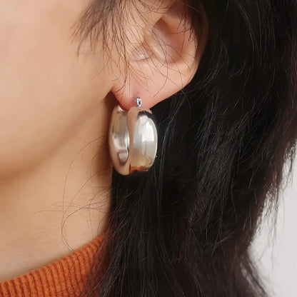 Hunter Silver Classic U Hoop Earrings - PABOOM
