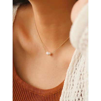 Maiq Accessories - Kinney Natural Pearl Necklace Yellow Gold