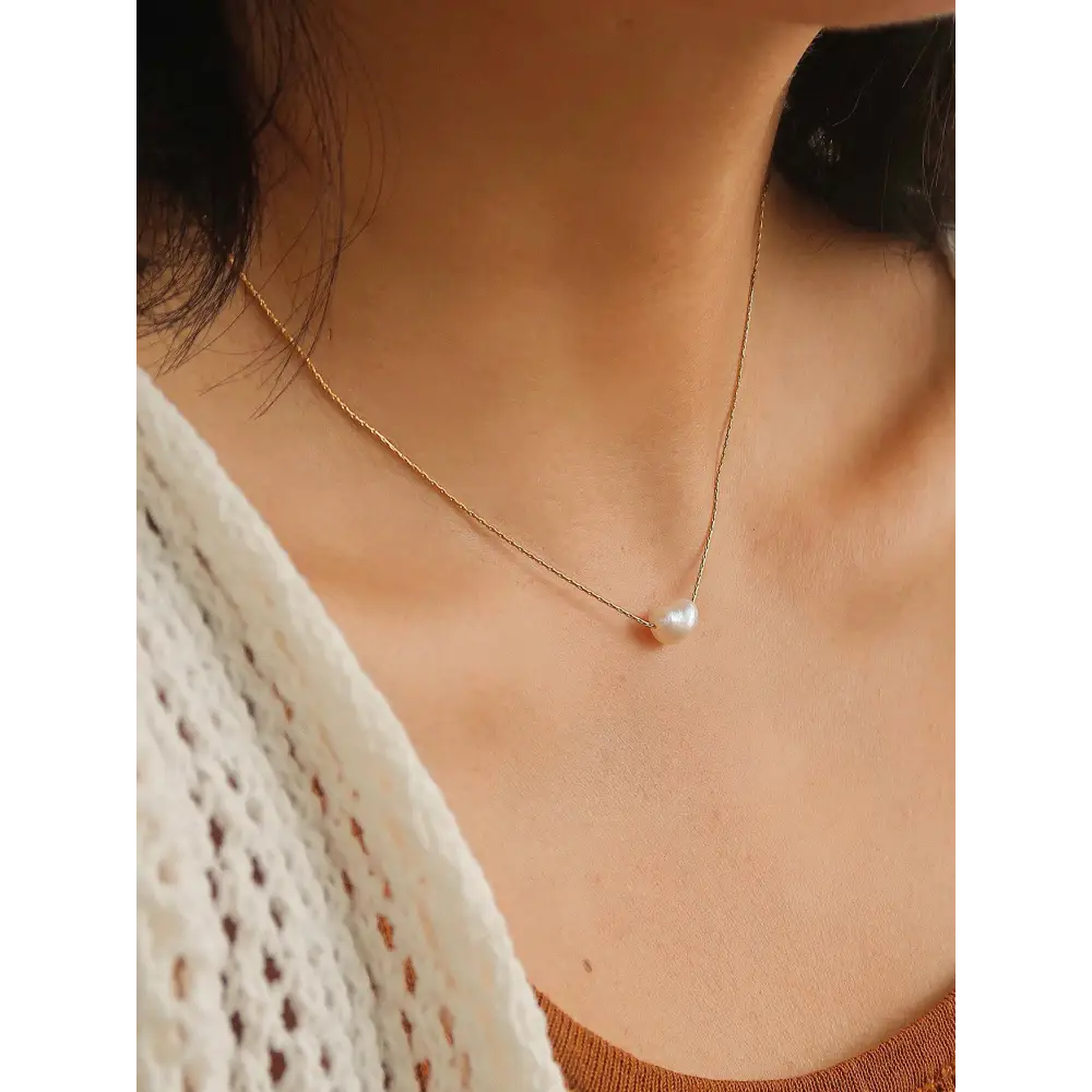 Maiq Accessories - Kinney Natural Pearl Necklace Yellow Gold