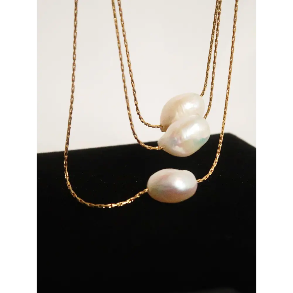 Maiq Accessories - Kinney Natural Pearl Necklace Yellow Gold