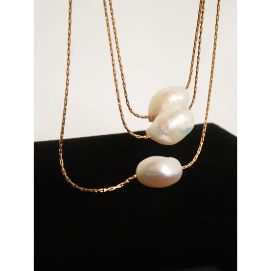 Maiq Accessories - Kinney Natural Pearl Necklace Yellow Gold