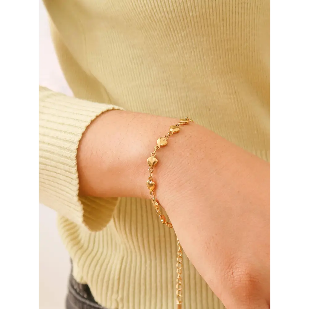 Madeleine Non-Tarnish Petite Heart Chain Bracelet & Necklace - PABOOM