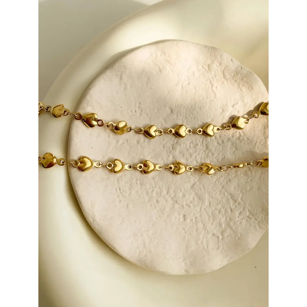 Madeleine Non-Tarnish Petite Heart Chain Bracelet & Necklace - PABOOM